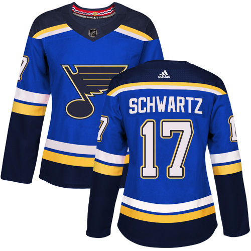 Adidas St.Louis Blues 17 Jaden Schwartz Blue Home Authentic Women Stitched NHL Jersey